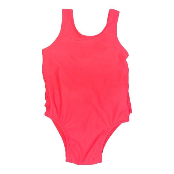 Old Navy Orange Neon One Piece Swimsuit Size 6-12 Months - Picture 1 of 6